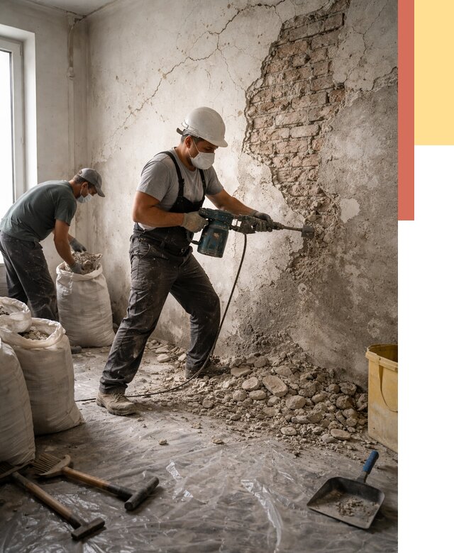 Демонтаж штукатурки со стен в Челябинске от 7425 руб/м² — быстро и недорого | ОТДЕЛОЧНИК-Члб