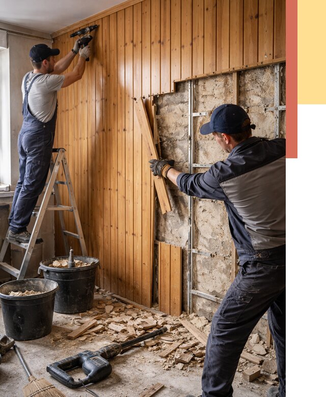 Демонтаж вагонки со стен в Челябинске от 1495 руб. — снятие, удаление, срочно | ОТДЕЛОЧНИК-Члб