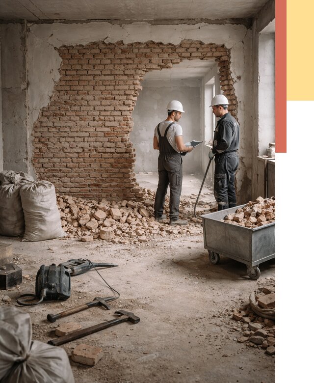 Демонтаж кирпичных стен в Челябинске от 4331 руб. — быстро, недорого, под ключ | ОТДЕЛОЧНИК-Члб