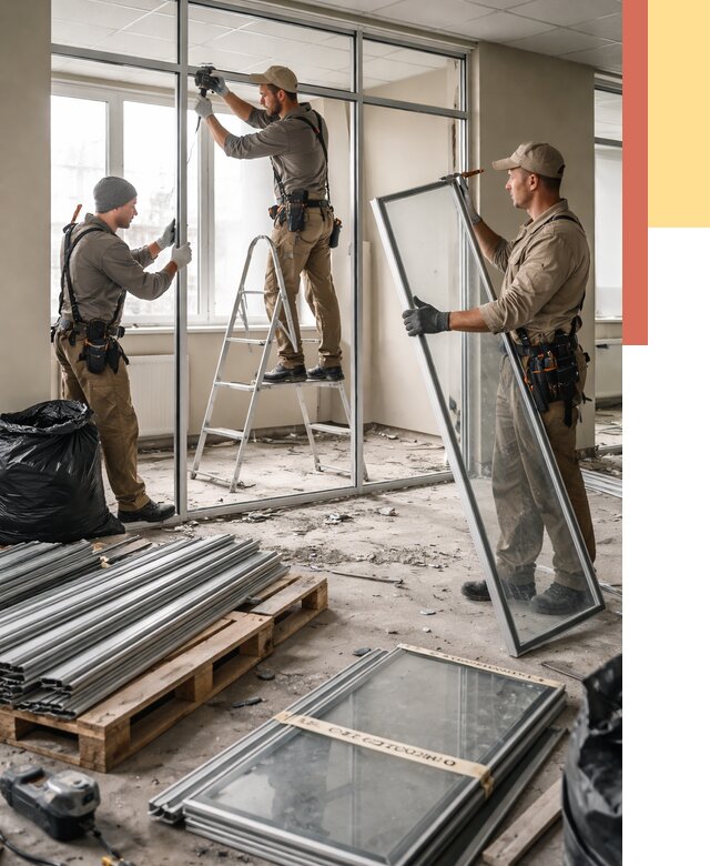 Демонтаж алюминиевых перегородок в Челябинске от 4331 руб. — быстро и недорого | ОТДЕЛОЧНИК-Члб