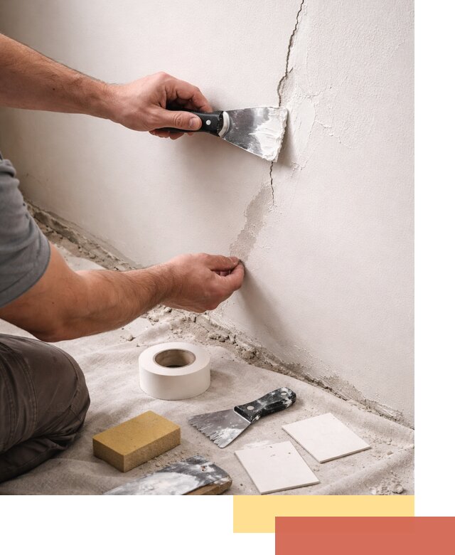 Заделка трещин и сколов в стенах и потолках в Челябинске