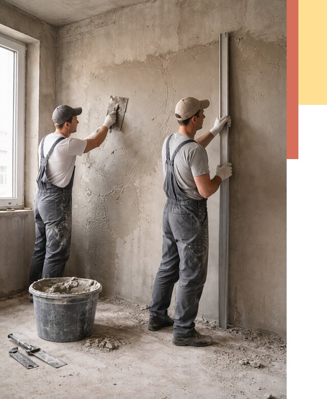 Штукатурка бетонных стен в Челябинске от 4640 руб/м² — качественно и быстро | ОТДЕЛОЧНИК-Члб
