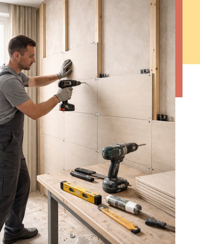 Монтаж МДФ панелей на стены в Челябинске от 1289 руб. под ключ | ОТДЕЛОЧНИК-Члб