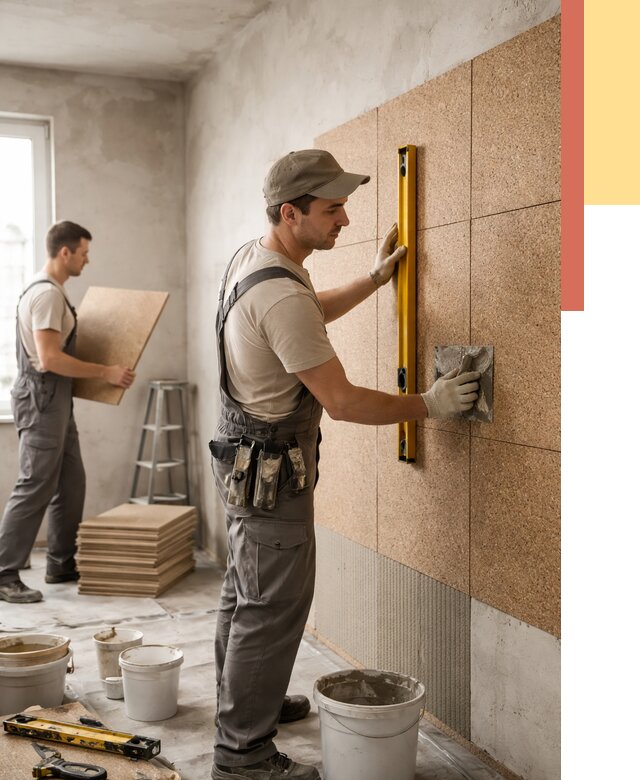 Монтаж пробковых панелей на стены в Челябинске от 3609 руб. — ОТДЕЛОЧНИК-Члб