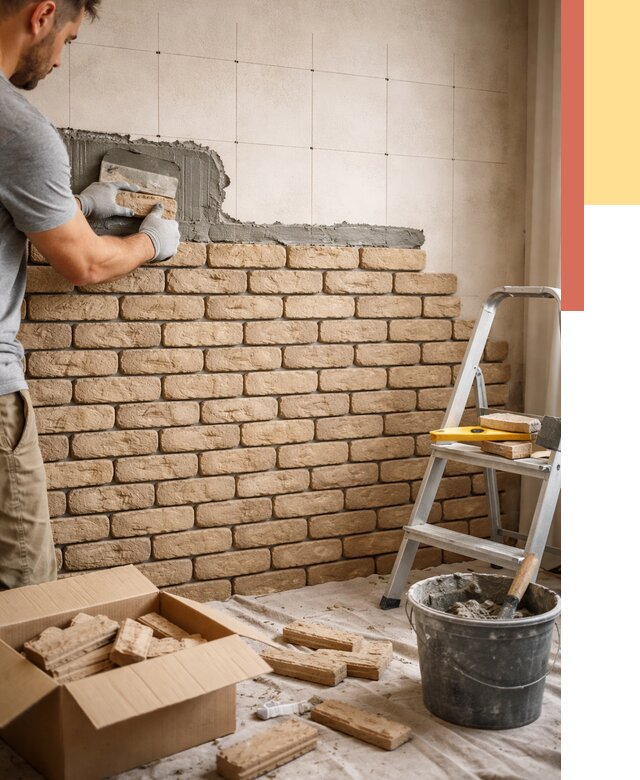 Монтаж декоративного кирпича в Челябинске от 3300 руб./м² — быстро и недорого | ОТДЕЛОЧНИК-Члб