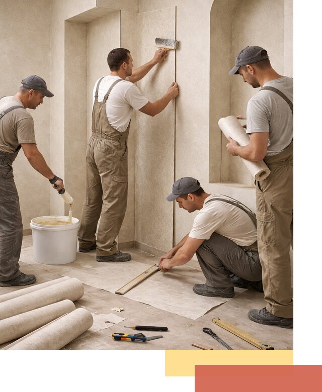 Поклейка обоев на сложные стены и неровные поверхности в Челябинске