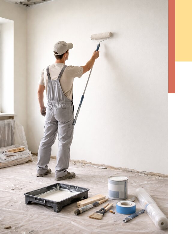 Покраска стен водоэмульсионной краской в Челябинске от 464 руб. за м² | ОТДЕЛОЧНИК-Члб