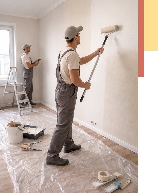 Покраска стен акриловой краской в Челябинске от 3609 руб./м² — быстро и недорого | ОТДЕЛОЧНИК-Члб