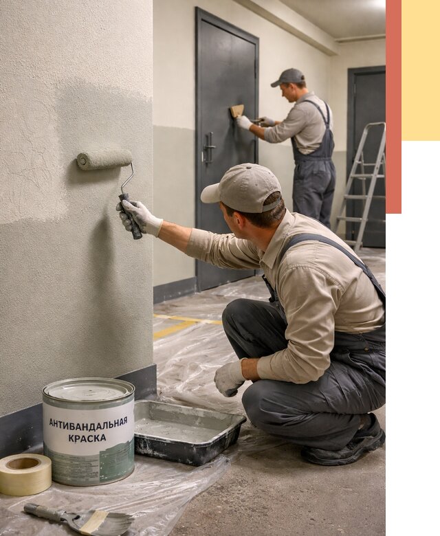 Покраска стен антивандальной краской в Челябинске от 4640 руб./м² под ключ | ОТДЕЛОЧНИК-Члб