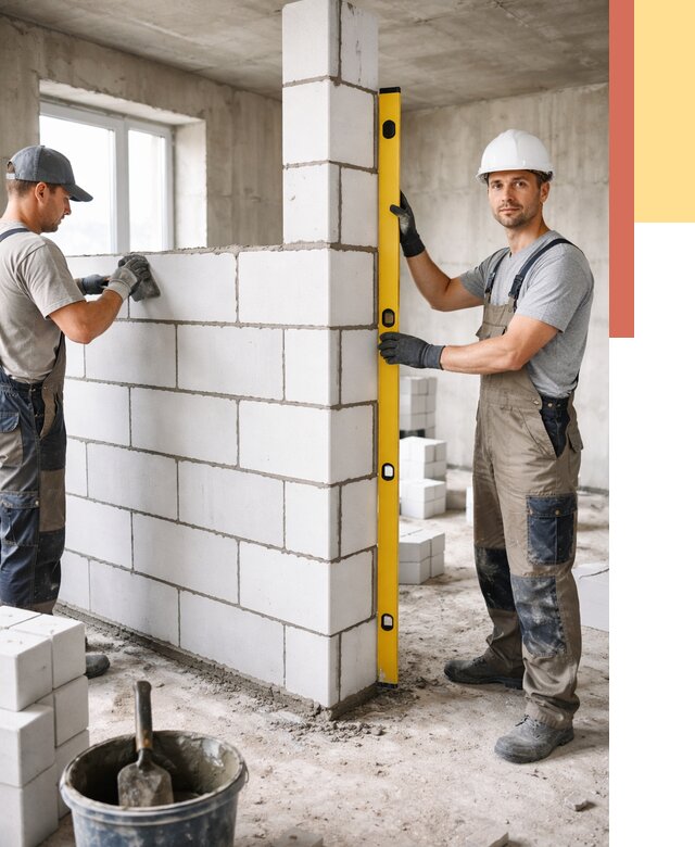 Кладка перегородок из пеноблока в Челябинске от 1856 руб. под ключ | ОТДЕЛОЧНИК-Члб