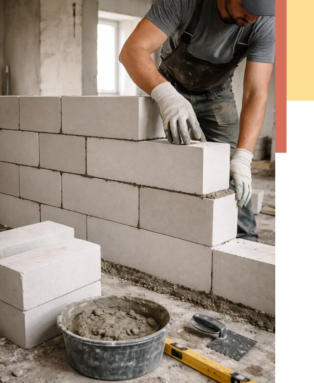 Кладка перегородок из силикатного блока в Челябинске от 4125 руб. под ключ | ОТДЕЛОЧНИК-Члб