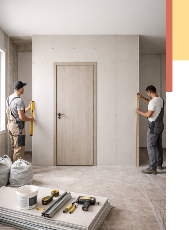 Перегородка из гипсокартона с дверью в Челябинске от 4640 руб. под ключ | ОТДЕЛОЧНИК-Члб