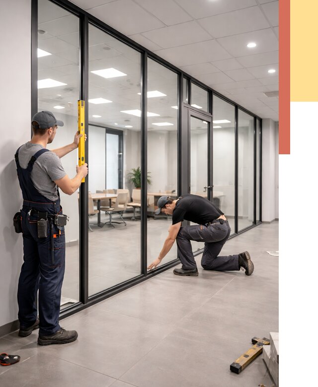 Каркасные стеклянные перегородки в Челябинске под ключ от 9487 руб. | ОТДЕЛОЧНИК-Члб