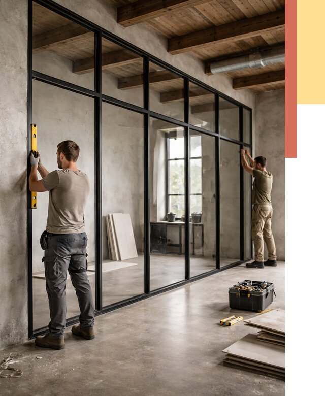 Стеклянные перегородки лофт в Челябинске от 10828 руб. под ключ | ОТДЕЛОЧНИК-Члб