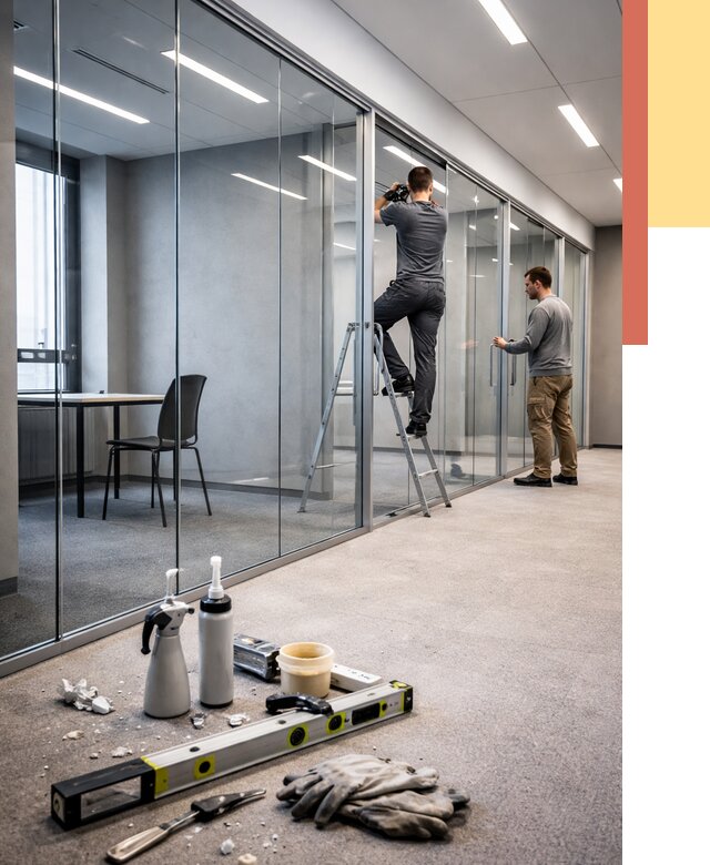 Стеклянные офисные перегородки в Челябинске от 8765 руб. — монтаж и установка | ОТДЕЛОЧНИК-Члб