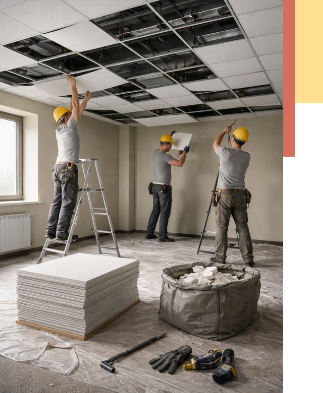 Демонтаж потолка Армстронг в Челябинске от 4640 руб. быстро и недорого | ОТДЕЛОЧНИК-Члб