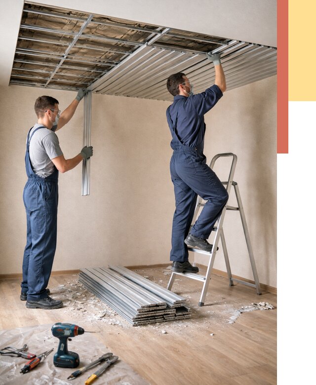 Демонтаж реечного потолка в Челябинске от 4640 руб. быстро и недорого | ОТДЕЛОЧНИК-Члб