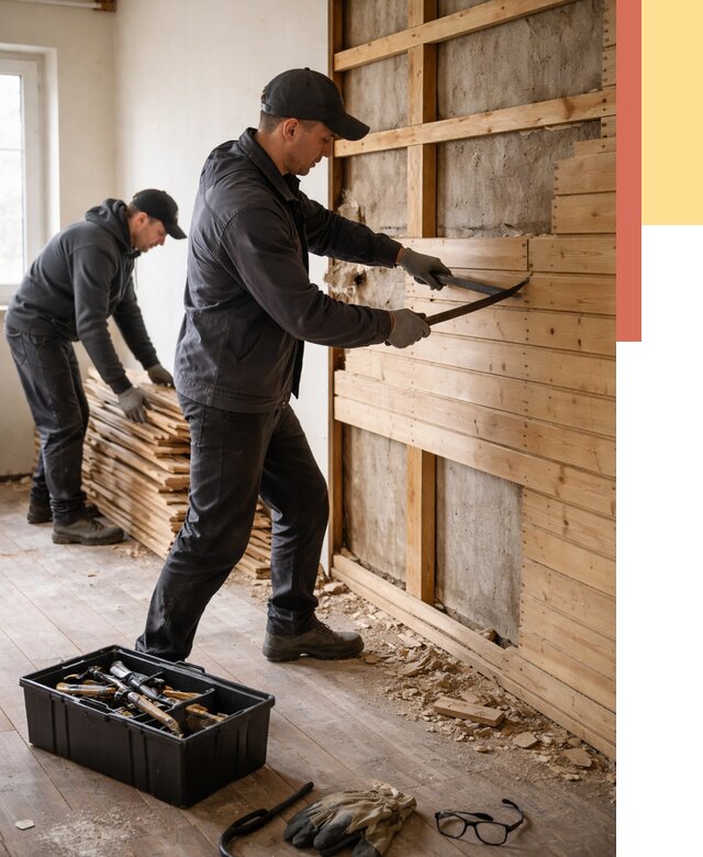 Демонтаж вагонки в Челябинске от 3919 руб/м2 — быстро и недорого | ОТДЕЛОЧНИК-Члб