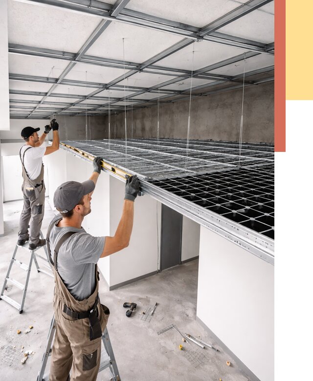 Монтаж потолка грильято в Челябинске от 464 руб./м² — быстрая сборка под ключ | ОТДЕЛОЧНИК-Члб