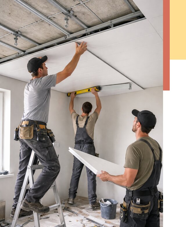 Монтаж потолка из ПВХ панелей в Челябинске от 3609 руб./м2 — быстро и недорого | ОТДЕЛОЧНИК-Члб