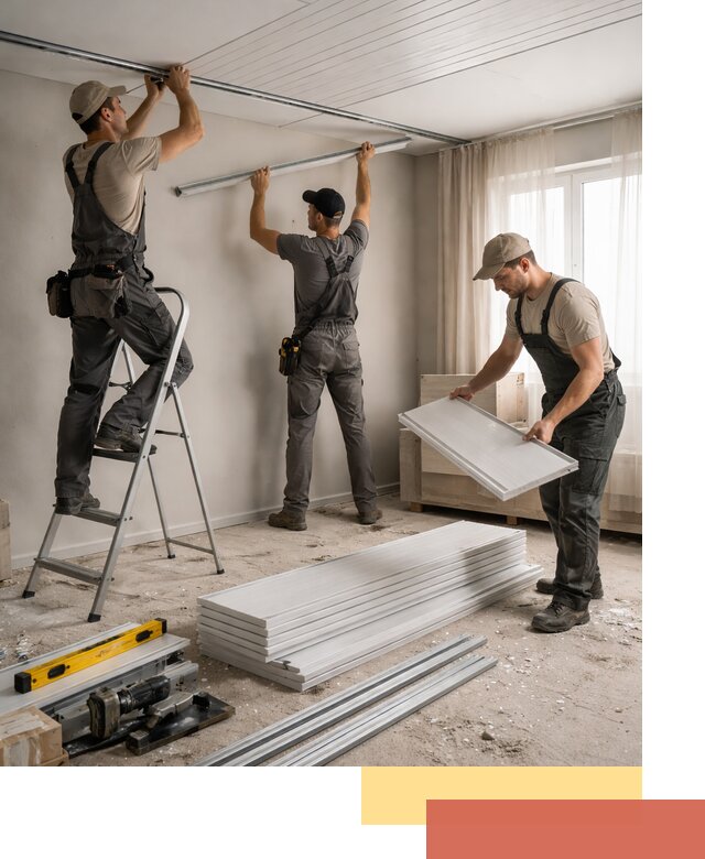 Монтаж потолка из ПВХ панелей в Челябинске оперативно и качественно