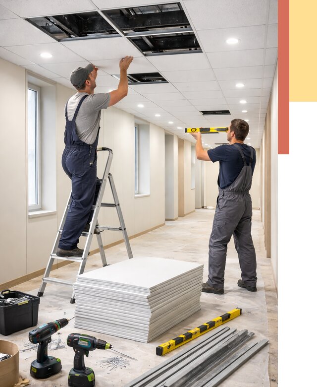 Ремонт потолка Армстронг в Челябинске от 4640 руб. — быстро и недорого | ОТДЕЛОЧНИК-Члб