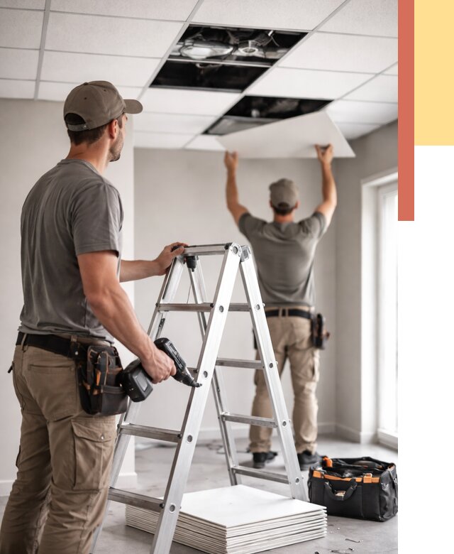 Обслуживание подвесного потолка в Челябинске от 3609 руб. — быстро и недорого | ОТДЕЛОЧНИК-Члб