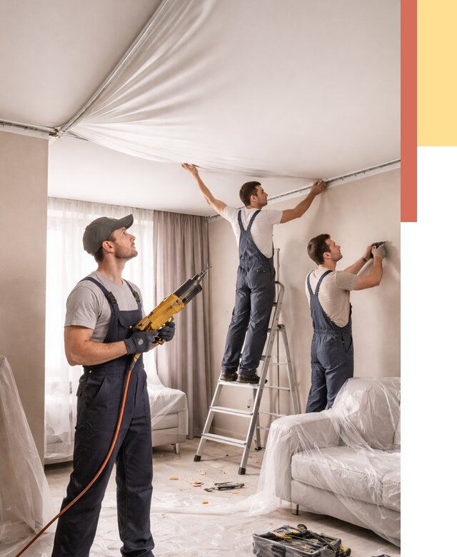 Установка натяжного потолка в Челябинске от 4640 руб. | Быстро и недорого — ОТДЕЛОЧНИК-Члб