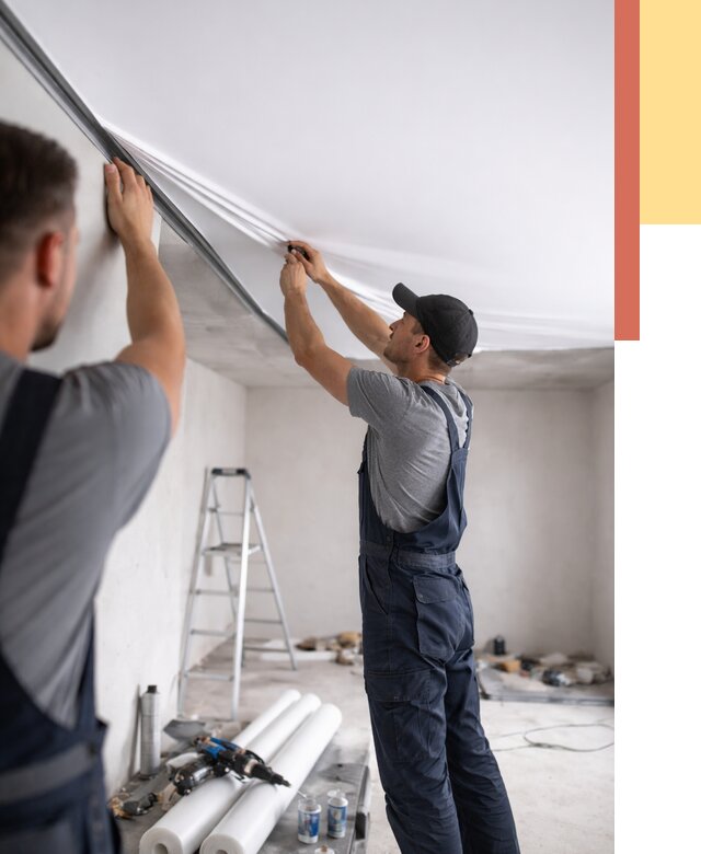 Монтаж матового натяжного потолка в Челябинске от 4640 руб./м² — быстро и недорого | ОТДЕЛОЧНИК-Члб