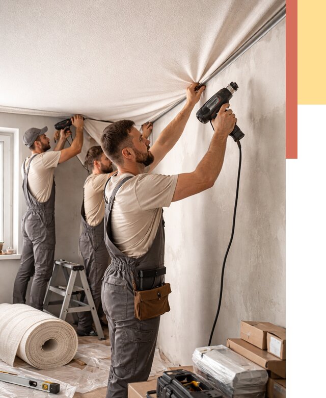 Монтаж фактурного натяжного потолка в Челябинске от 773 руб. — ОТДЕЛОЧНИК-Члб