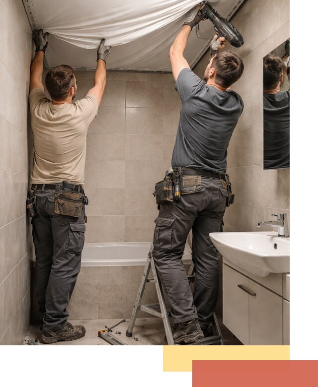 Монтаж натяжного потолка в ванной в Челябинске быстро и качественно