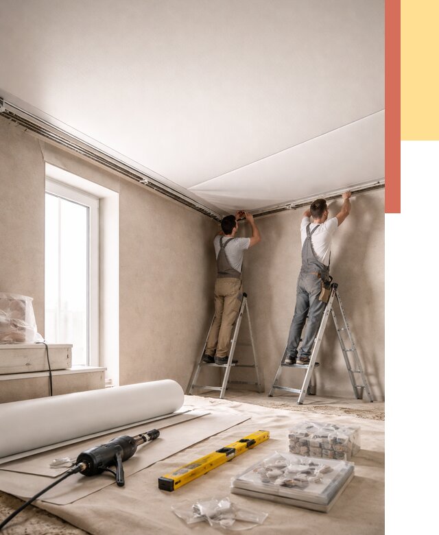 Монтаж натяжного потолка в спальне в Челябинске от 3919 руб. под ключ | ОТДЕЛОЧНИК-Члб