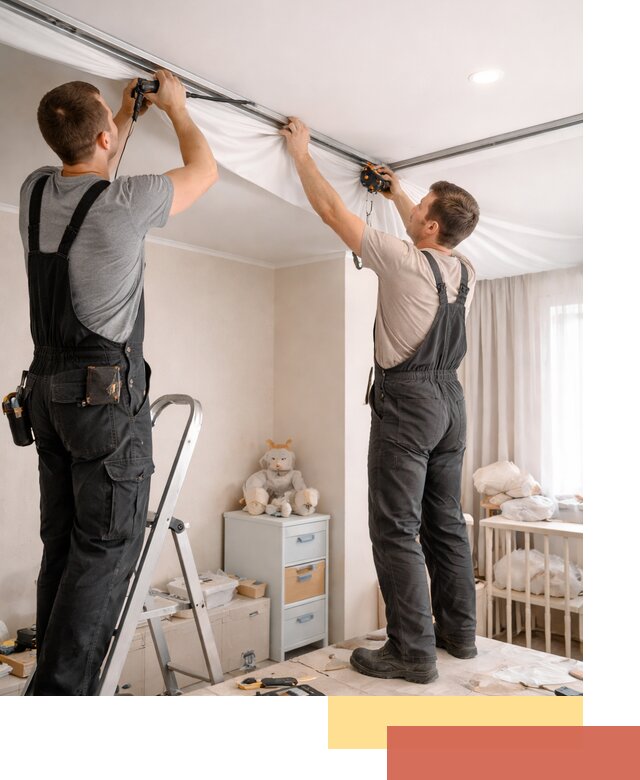 Монтаж натяжного потолка в детской комнате в Челябинске