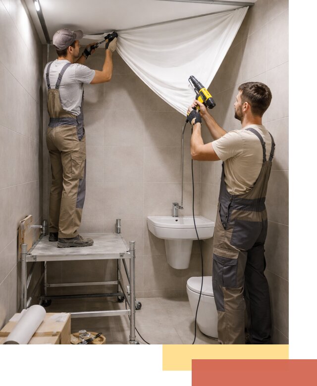 Монтаж натяжного потолка в санузле в Челябинске