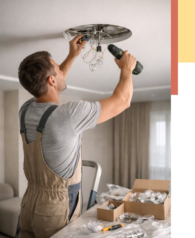 Установка люстры в натяжной потолок в Челябинске от 1237 руб. | Быстро и недорого — ОТДЕЛОЧНИК-Члб