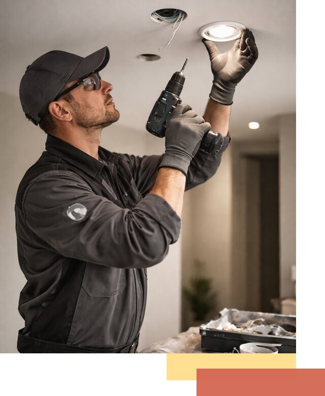 Установка точечных светильников в натяжной потолок в Челябинске