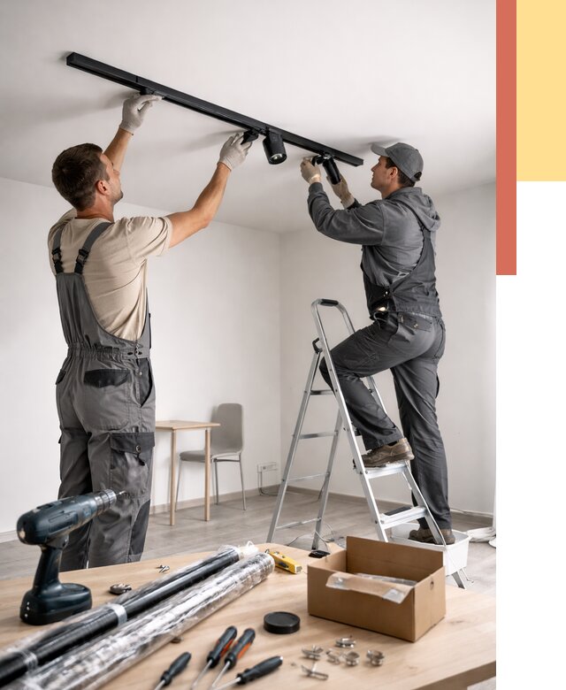 Установка трековых светильников в натяжной потолок в Челябинске от 4331 руб. | ОТДЕЛОЧНИК-Члб