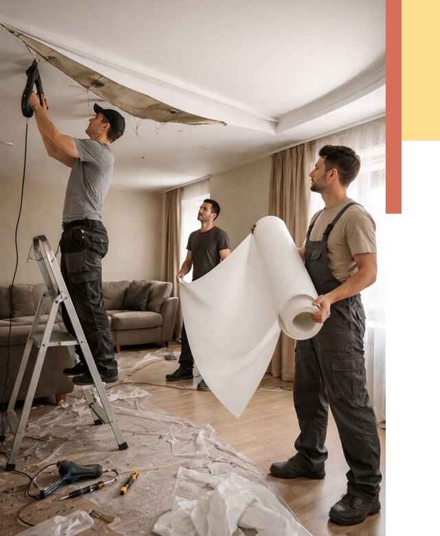 Замена полотна натяжного потолка в Челябинске от 9796 руб. быстро и недорого | ОТДЕЛОЧНИК-Члб