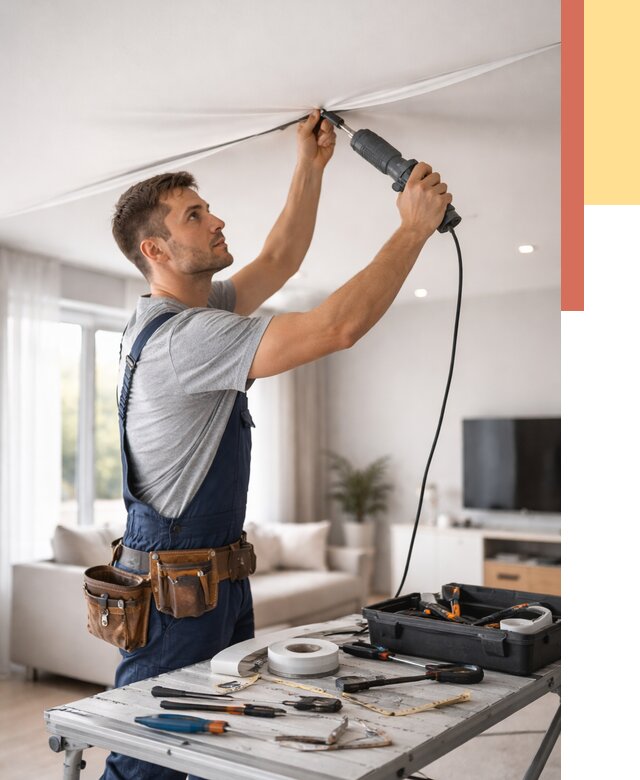 Ремонт натяжных потолков в Челябинске от 9796 руб. под ключ — ОТДЕЛОЧНИК-Члб