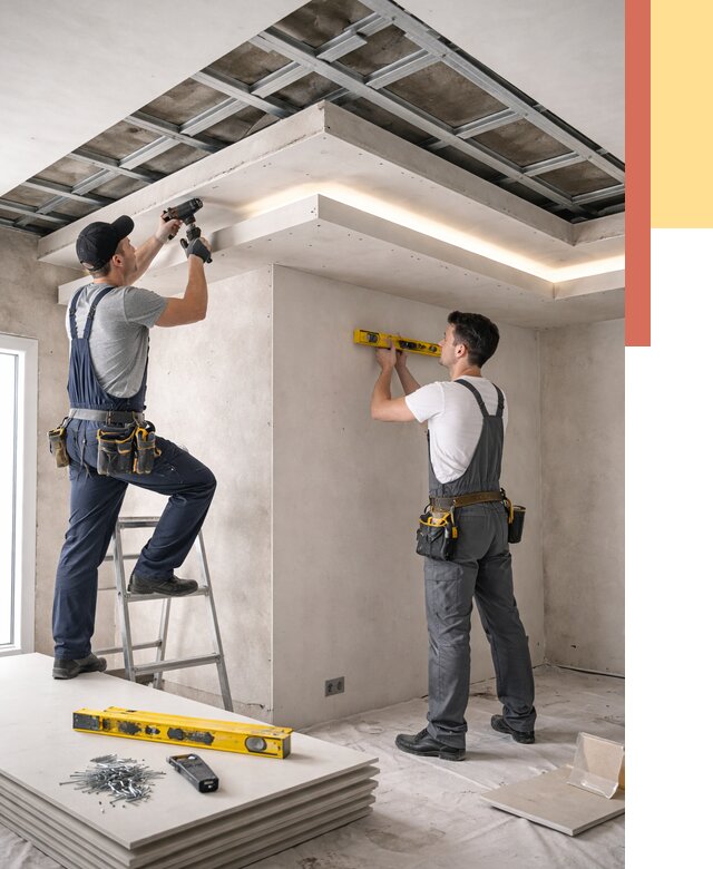 Двухуровневый потолок из гипсокартона в Челябинске от 1495 руб. под ключ | ОТДЕЛОЧНИК-Члб