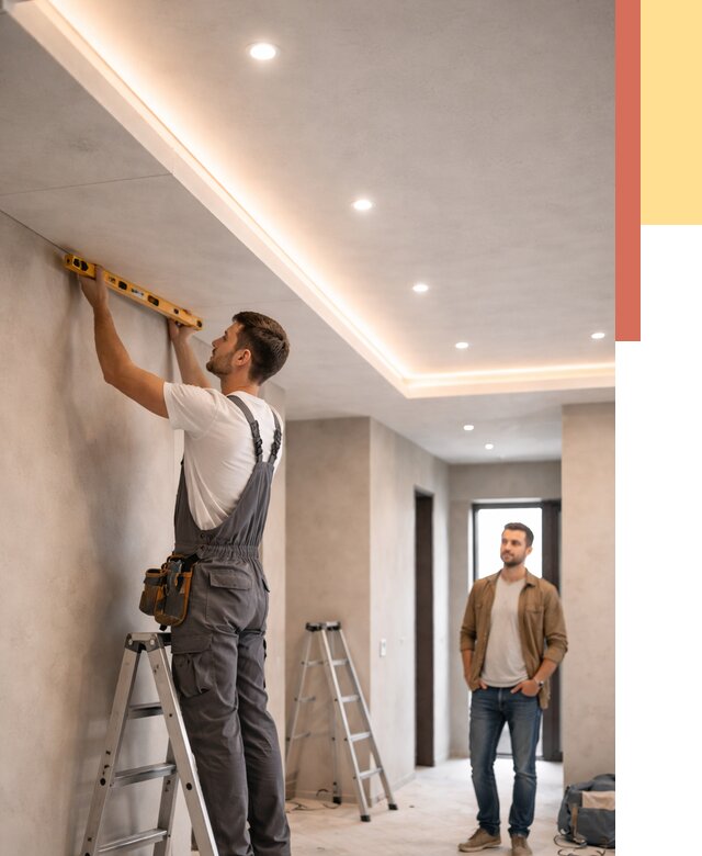 Потолок из гипсокартона с подсветкой в Челябинске от 773 руб./м2 под ключ | ОТДЕЛОЧНИК-Члб