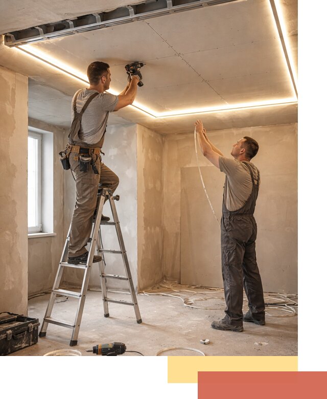 Потолок из гипсокартона с подсветкой в Челябинске