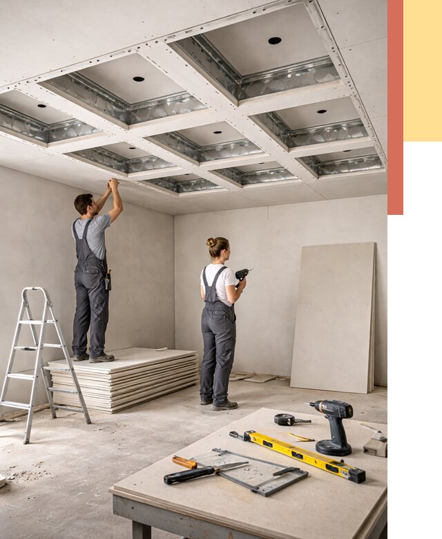 Кессонный потолок из гипсокартона в Челябинске от 1908 руб. — монтаж и под ключ | ОТДЕЛОЧНИК-Члб