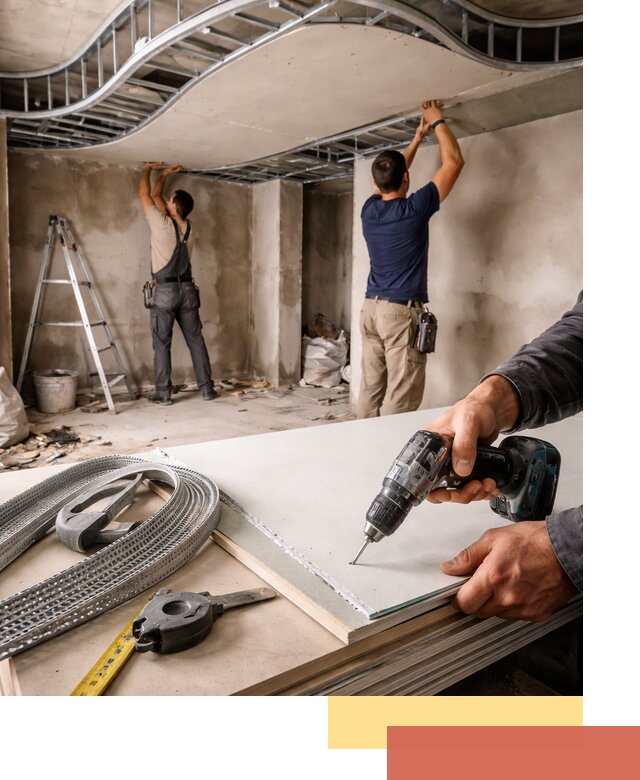 Криволинейный потолок из гипсокартона в Челябинске — монтаж и отделка