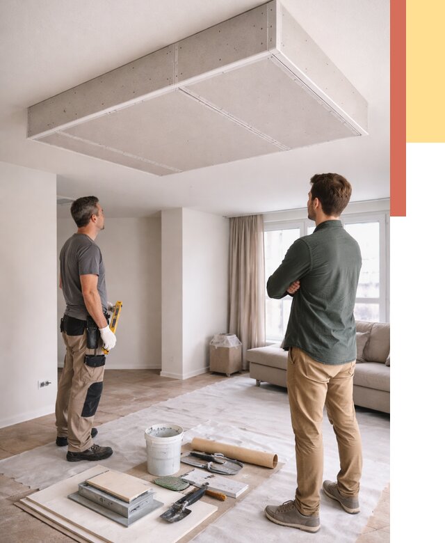 Короб на потолке из гипсокартона в Челябинске от 2269 руб. — монтаж и услуги под ключ | ОТДЕЛОЧНИК-Члб