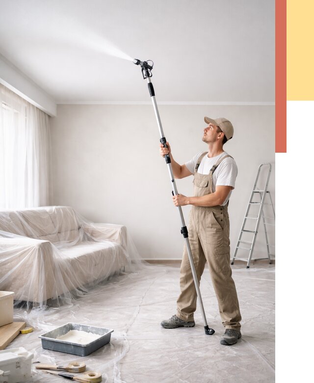 Покраска потолка краскопультом в Челябинске от 4640 руб. быстро и недорого | ОТДЕЛОЧНИК-Члб