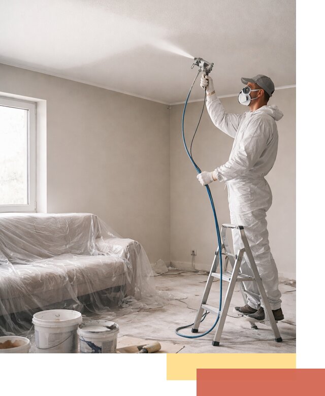 Покраска потолка краскопультом в Челябинске быстро и качественно